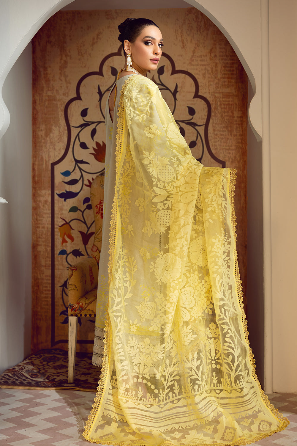 3 PC Unstitched Premium | Emboridered Shirt + Printed Dupatta + Dyed Trouser