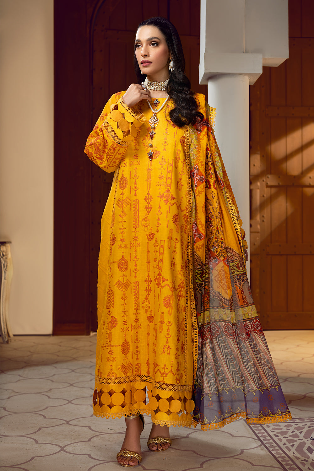 3 PC Unstitched Premium | Emboridered Shirt + Printed Dupatta + Dyed Trouser