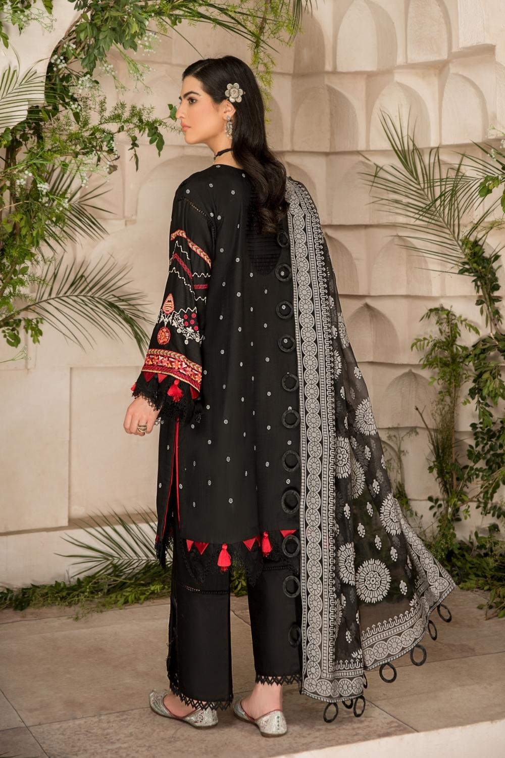 3 PC Unstitched Premium | Hatch Paste Shirt | Organza Dupatta