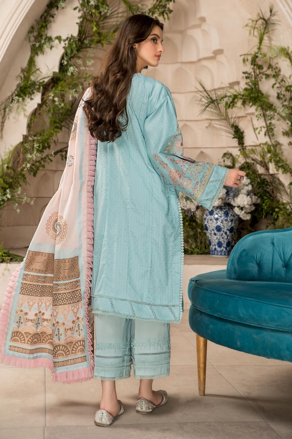 3 PC Unstitched Premium | Katpana Embroidered Shirt + Cotton Jacquard Dupatta + Cambric Dyed Trouser