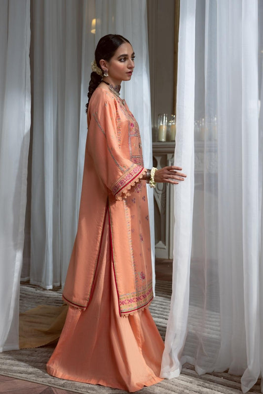 3PC Unstitched Embroidered Lawn Shirt | Banarsi Dupatta | Cambric Dyed Trouser