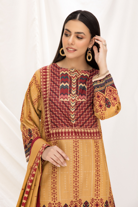 2 PC Unstitched | Khaddar Printed Shirt + Dupatta