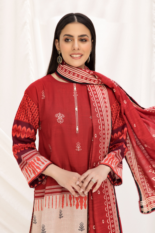 2 PC Unstitched | Khaddar Printed Shirt + Dupatta