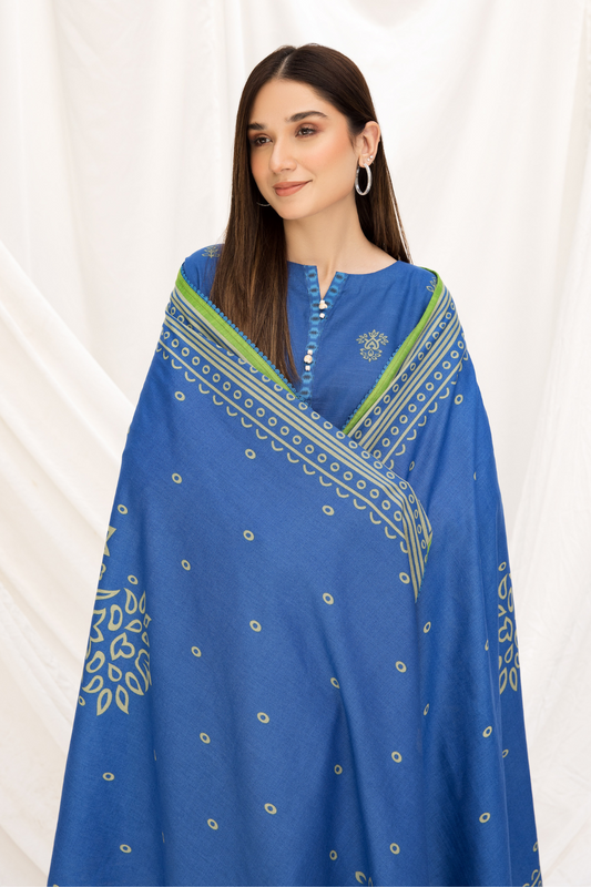 2 PC Unstitched | Khaddar Printed Shirt + Dupatta