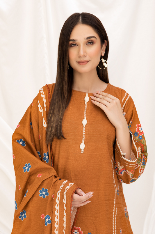 2 PC Unstitched | Khaddar Printed Shirt + Dupatta