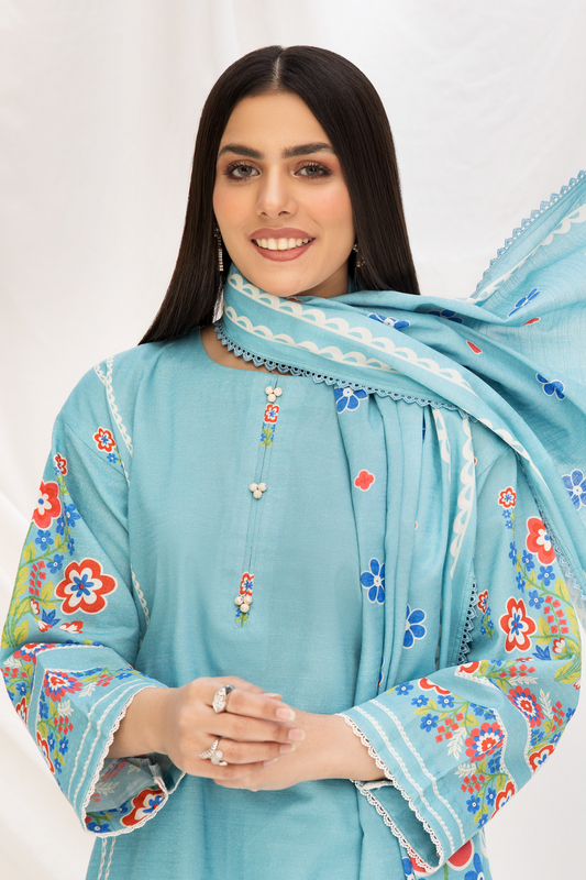 2 PC Unstitched | Khaddar Printed Shirt + Dupatta