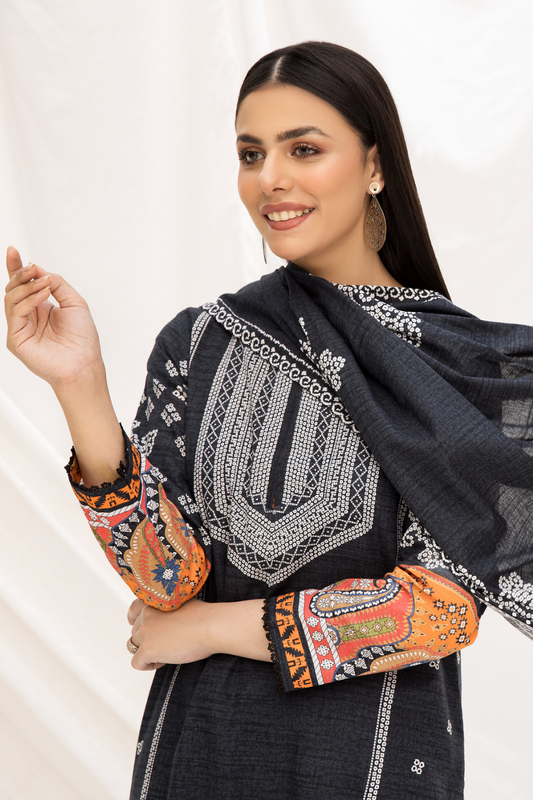 2 PC Unstitched | Khaddar Printed Shirt + Dupatta