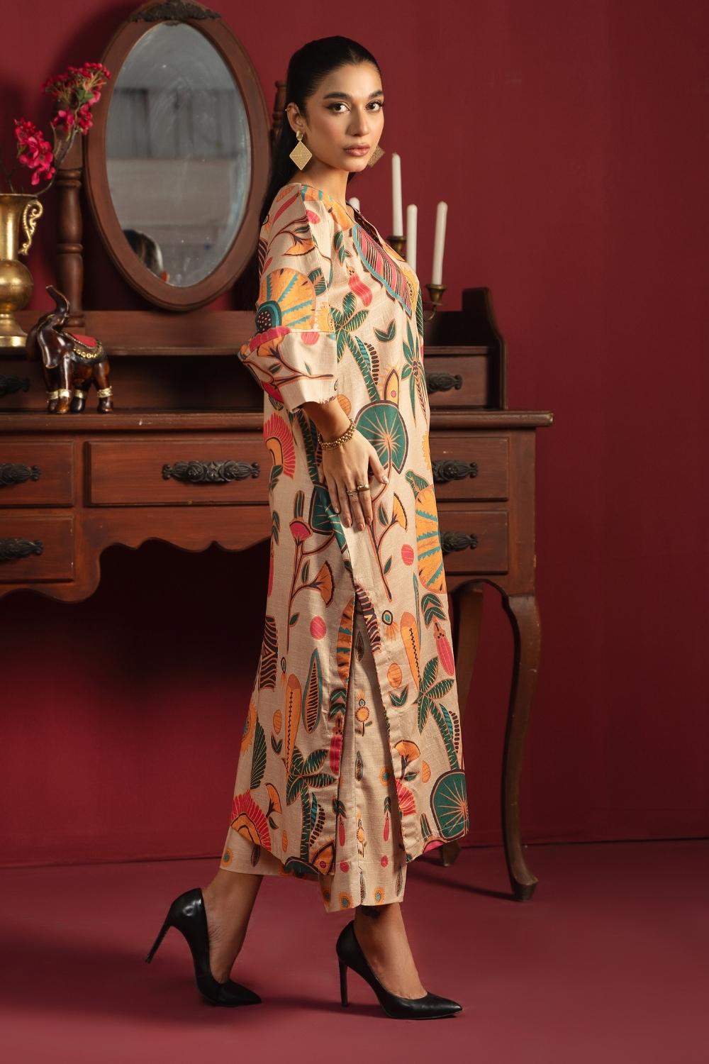 2PC Unstitched |Printed Khaddar Shirt + Trouser