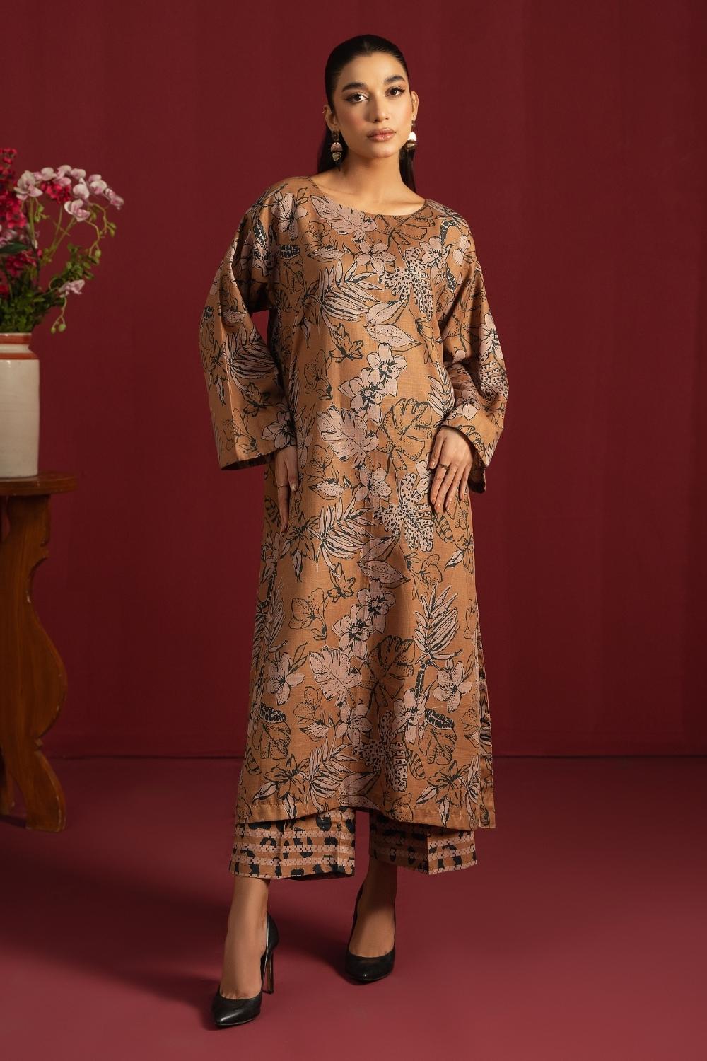 2PC Unstitched |Printed Khaddar Shirt + Trouser