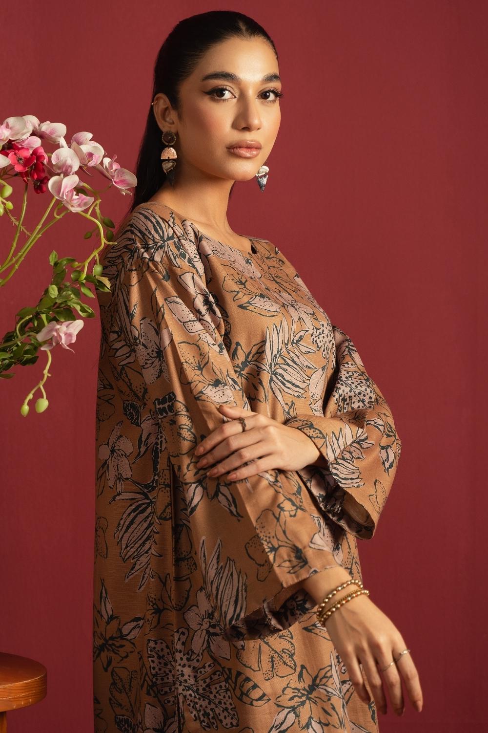 2PC Unstitched |Printed Khaddar Shirt + Trouser