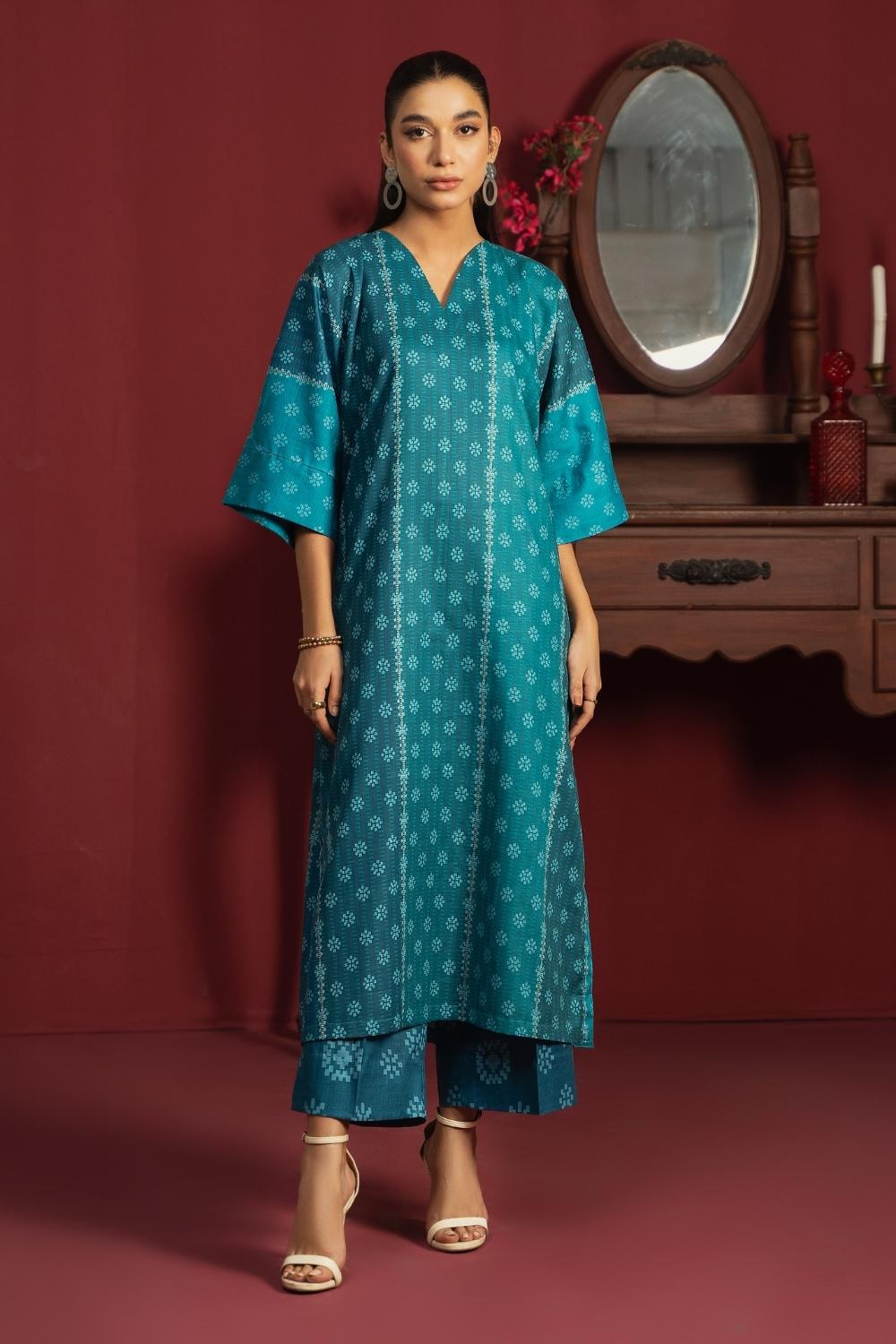 2PC Unstitched |Printed Khaddar Shirt + Trouser