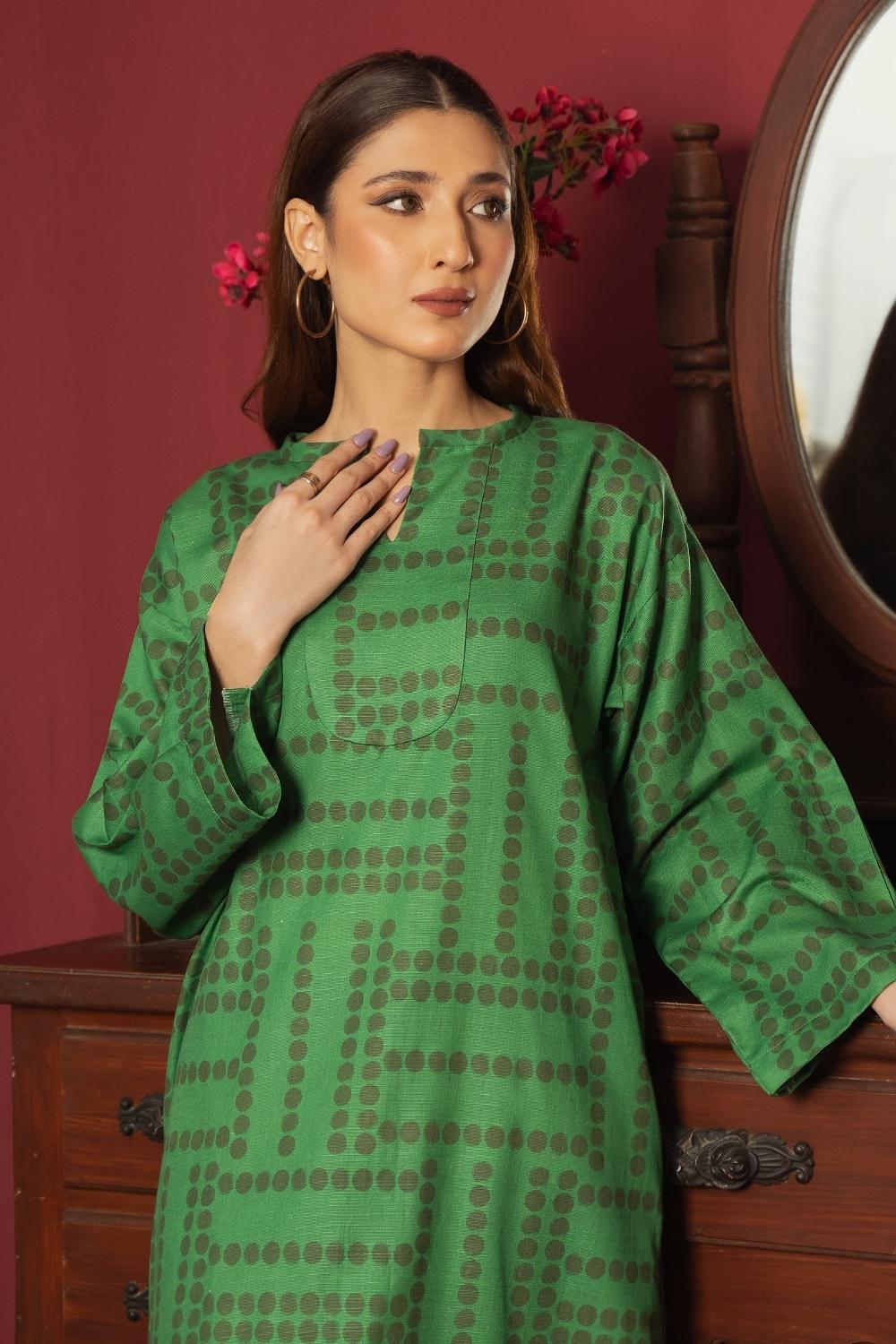 2PC Unstitched |Printed Khaddar Shirt + Trouser