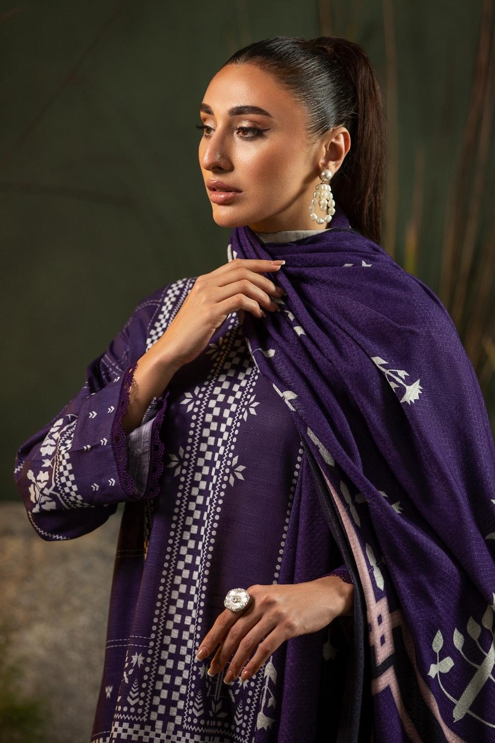 3PC Unstitched |Printed Khaddar Shirt+ Viscose Shawl + Trouser
