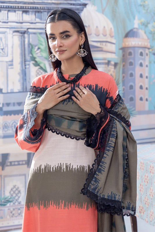 3PC Unstitched |Printed Khaddar Suit