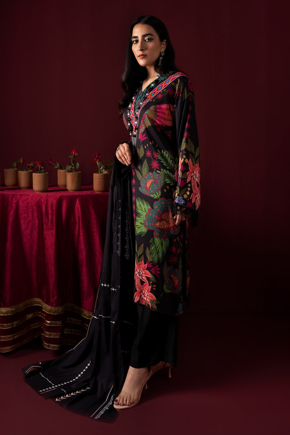 3PC Unstitched | Printed Linen Suit