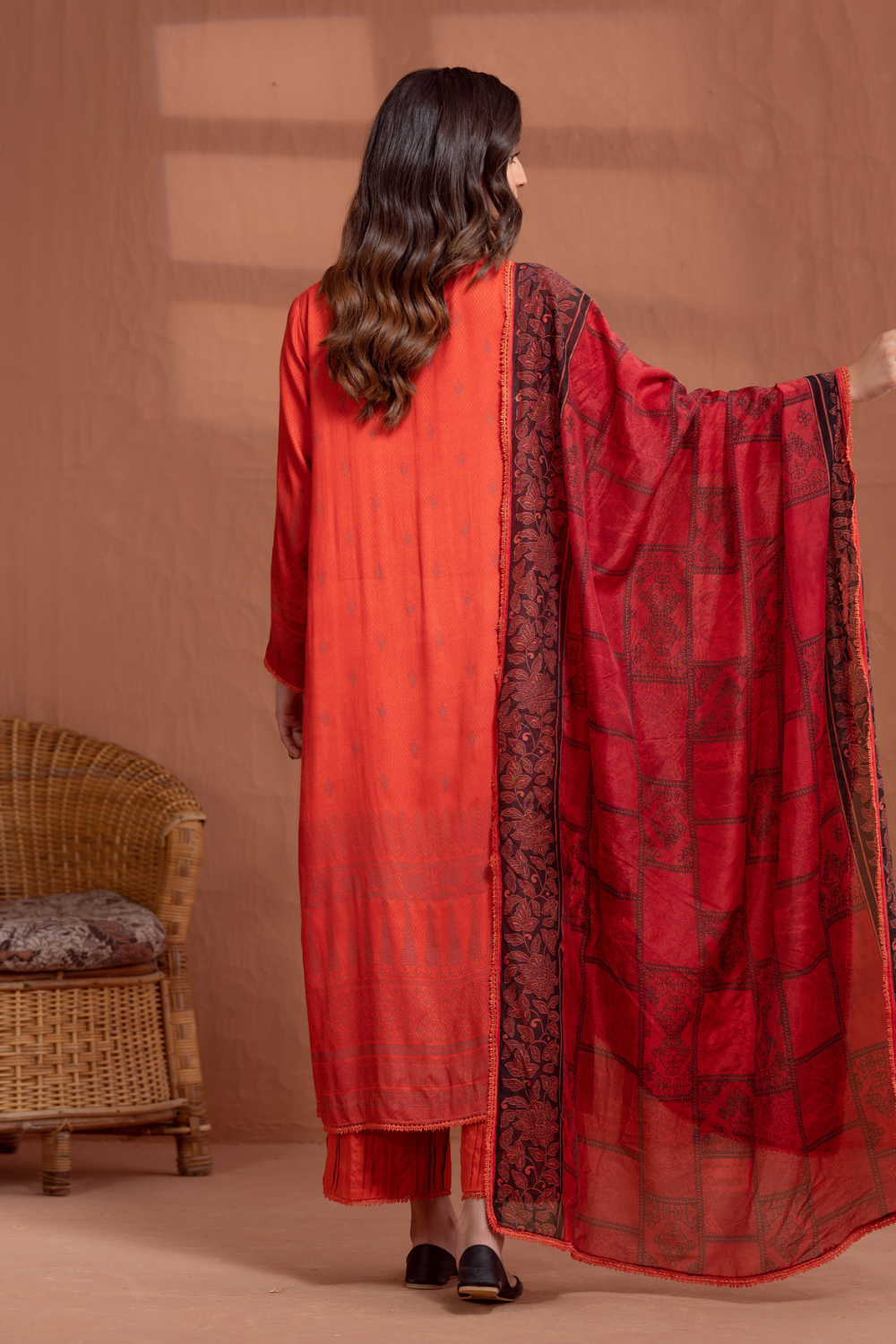 3PC Unstitched | Printed Jacquard Shirt+ Silk Dupatta+Trouser