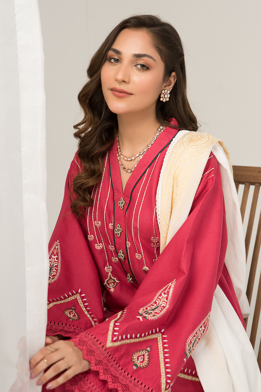 3 PC Unstitched Jacquard Embroidered Suit