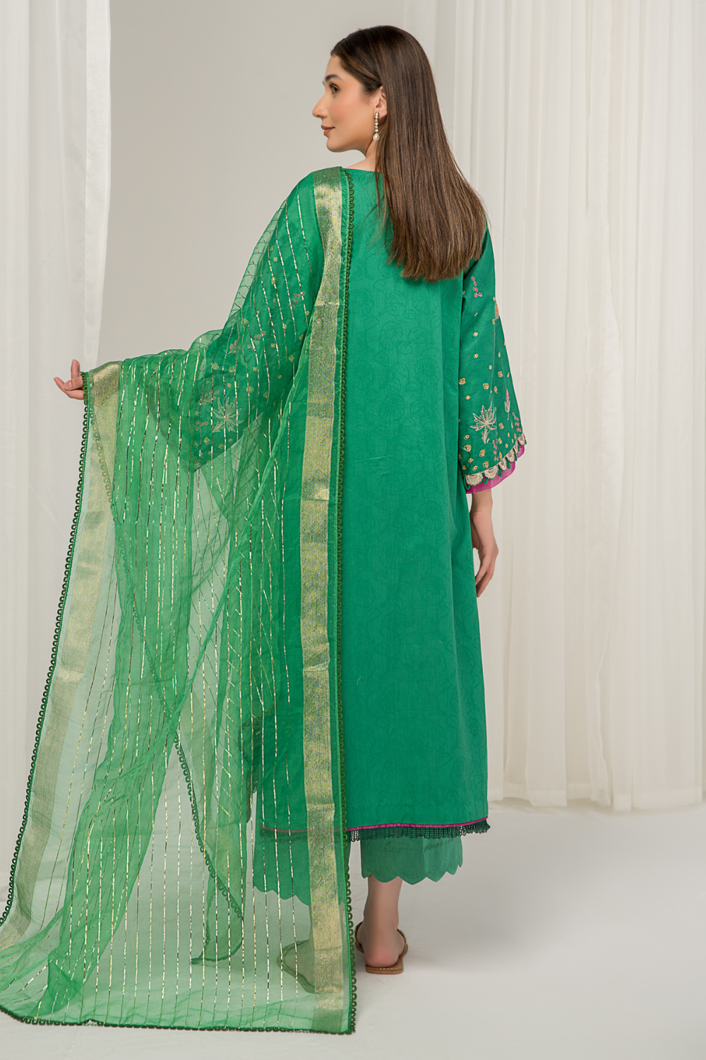 3 PC Unstitched Jacquard Embroidered Suit