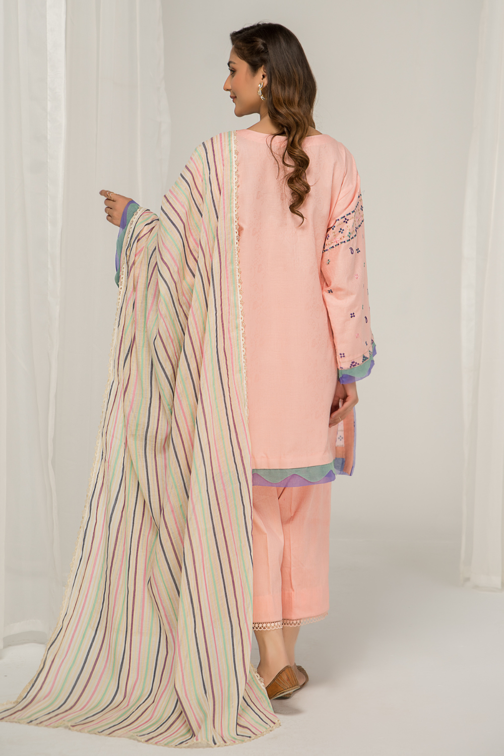 3 PC Unstitched Jacquard Embroidered Suit