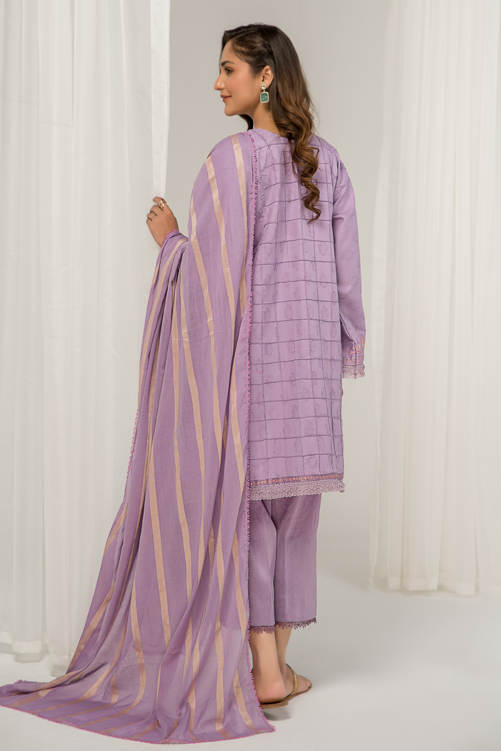 3 PC Unstitched Jacquard Embroidered Suit