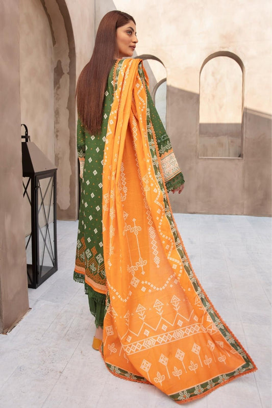 3 PC Unstitched | Printed Shirt + Printed Dupatta + Dyed Trouser