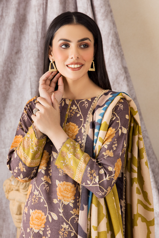 3 PC Unstitched | Karandi Printed Suit