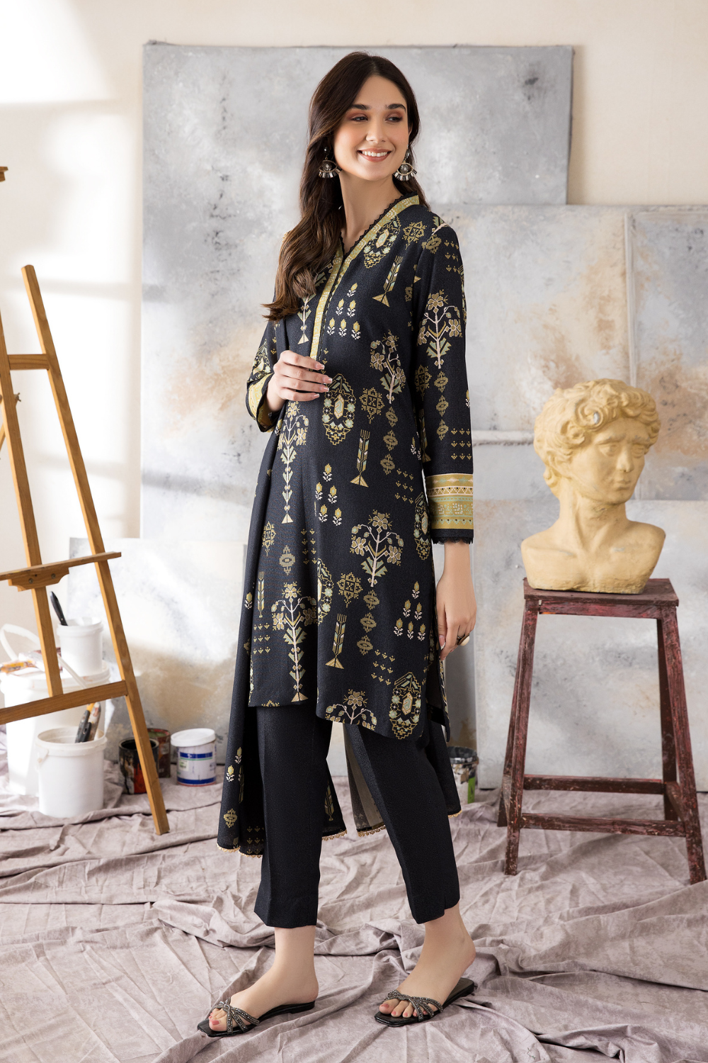 3 PC Unstitched | Karandi Printed Suit