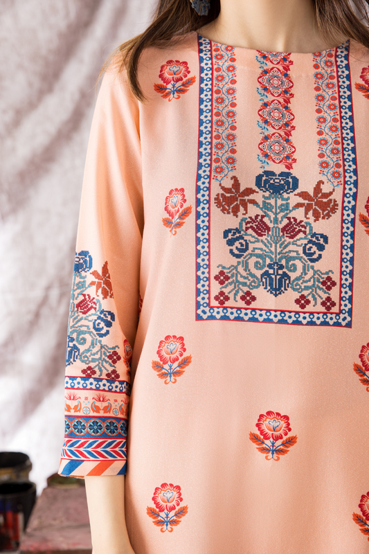 2 PC Unstitched | Printed Karandi Shirt + Dupatta