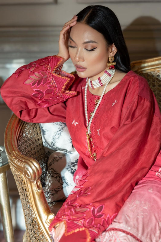 3 PC Unstitched | Jacquard Embroidered Shirt + Chiffon Dupatta