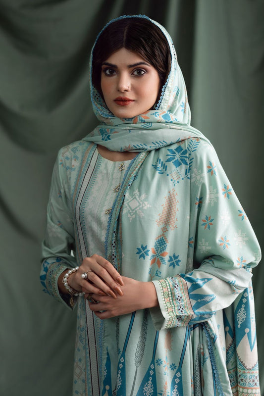 3PC Unstitched | Printed Linen Suit