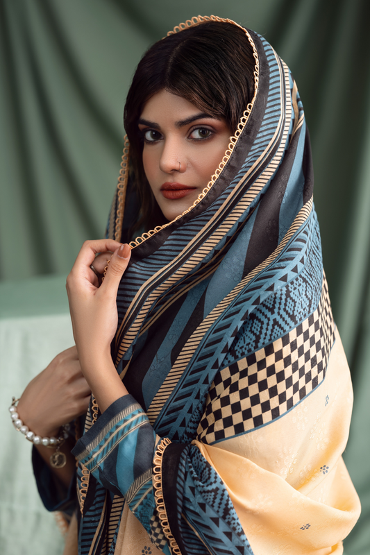 3PC Unstitched | Printed Linen Suit | Jacquard Dupatta