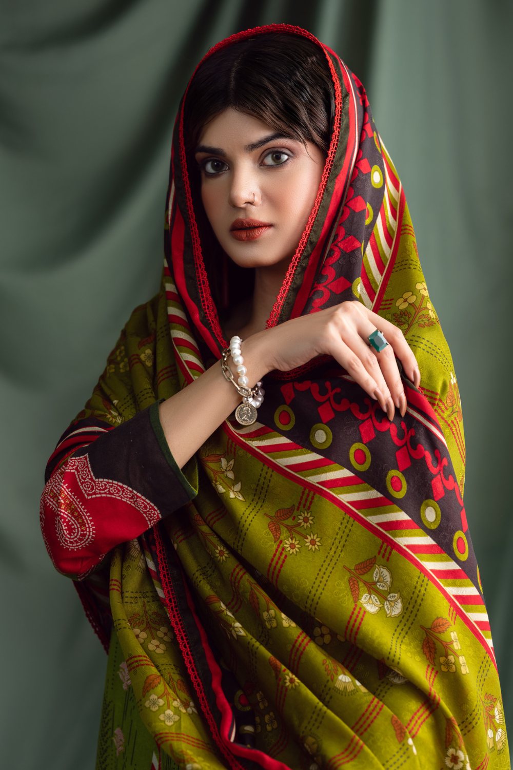3PC Unstitched | Printed Linen Suit | Jacquard Dupatta