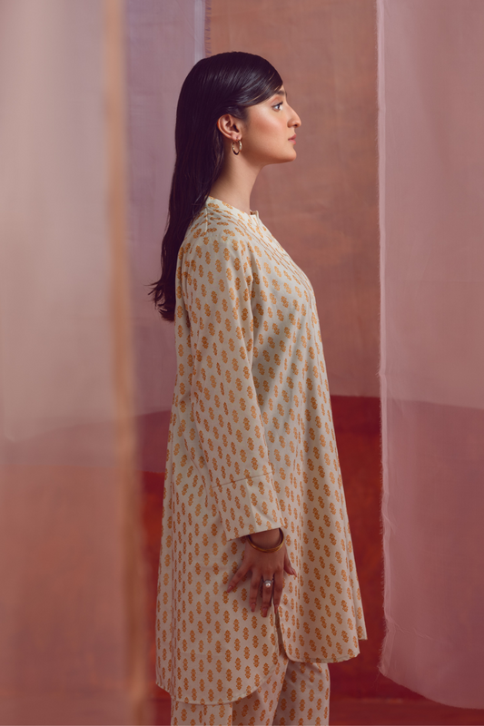 2 PC Unstitched | Printed Linen Shirt + Trouser