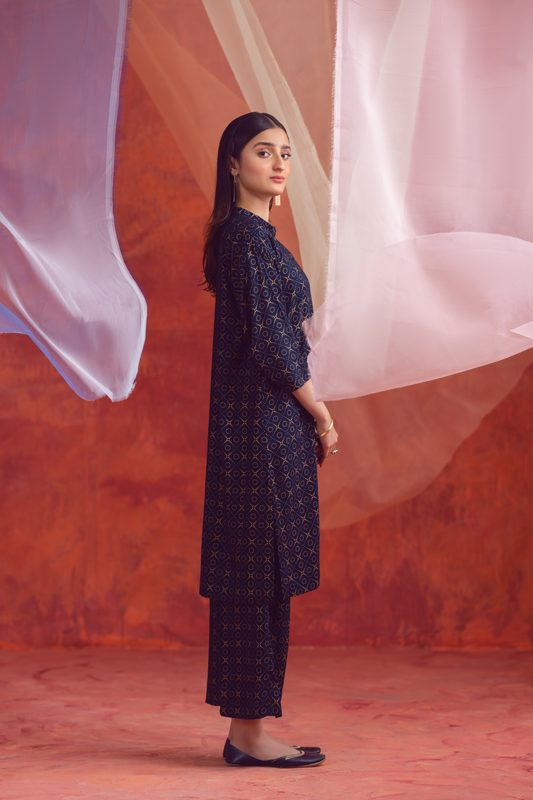 2 PC Unstitched | Printed Linen Shirt + Trouser