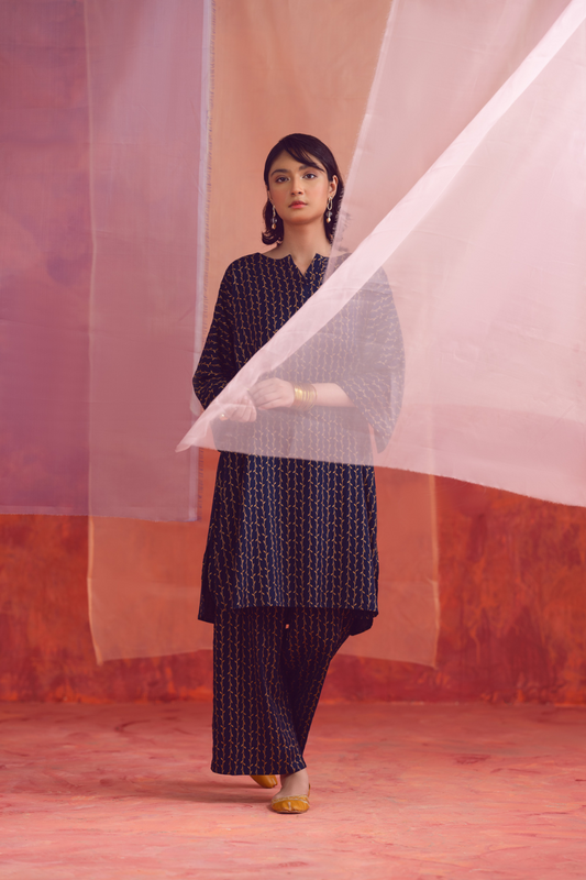 2 PC Unstitched | Printed Linen Shirt + Trouser