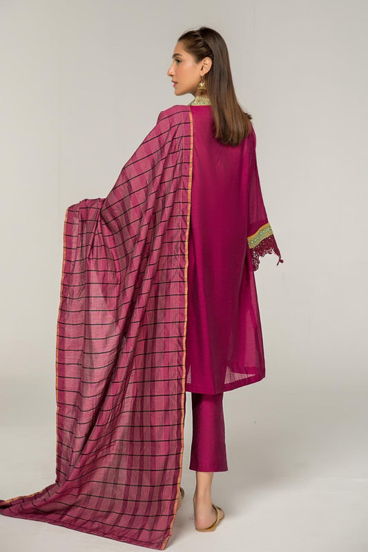 3 PC Stitched | Paper Cotton Shirt + Dupatta + Trouser