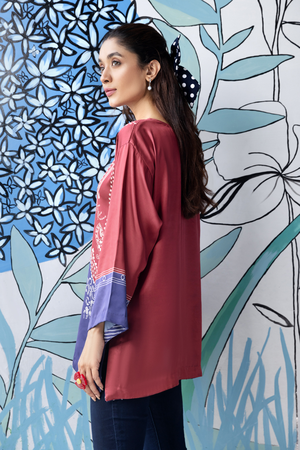 1 PC Stitched | Silk Tunic Printed Short Shirt