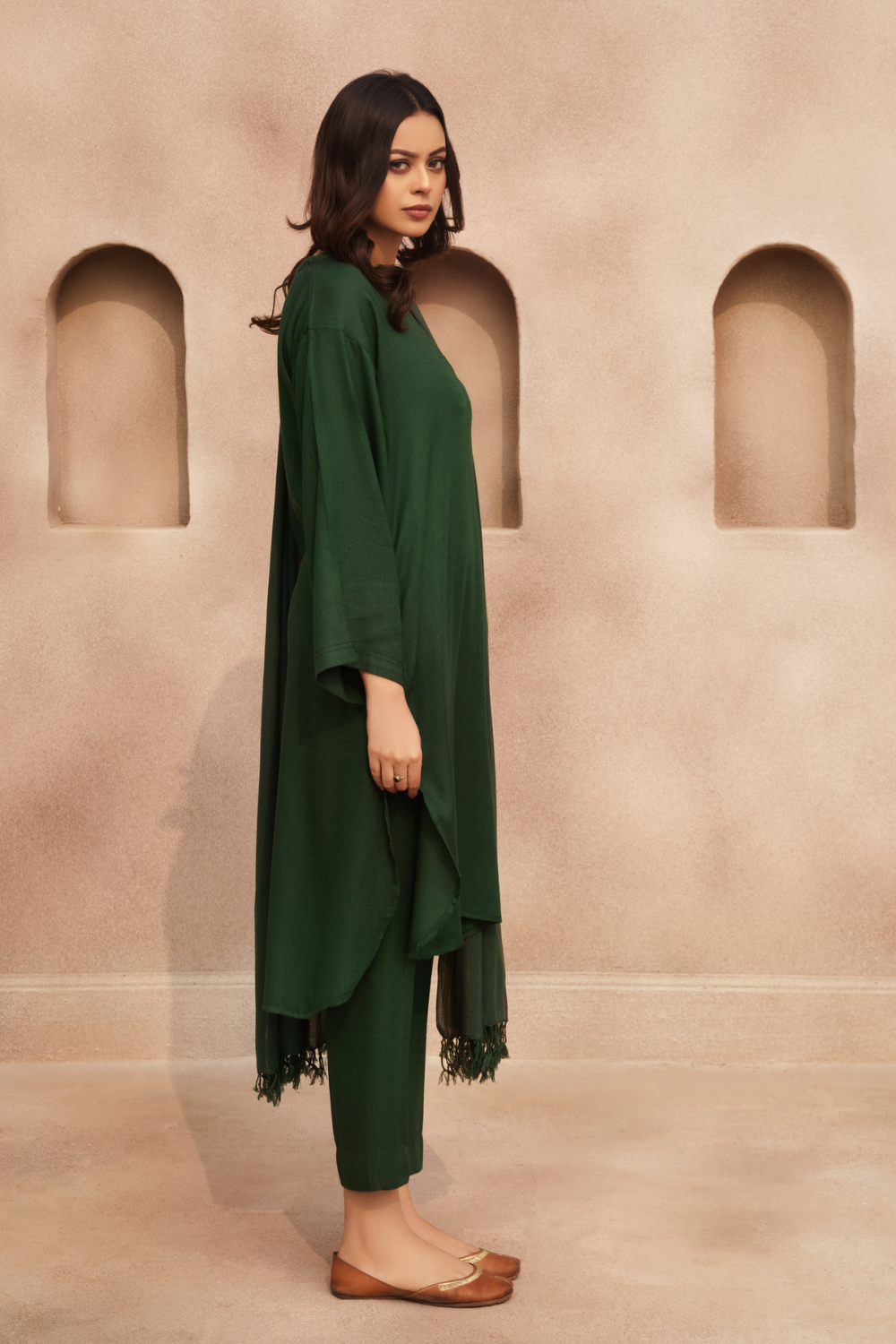 3 PC Stitched | Viscose Cotton Suit+ Embroidered Wool Shawl