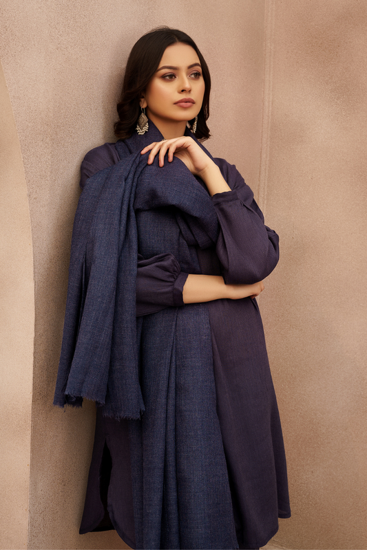 3 PC Stitched | Viscose Cotton Suit+ Embroidered Wool Shawl