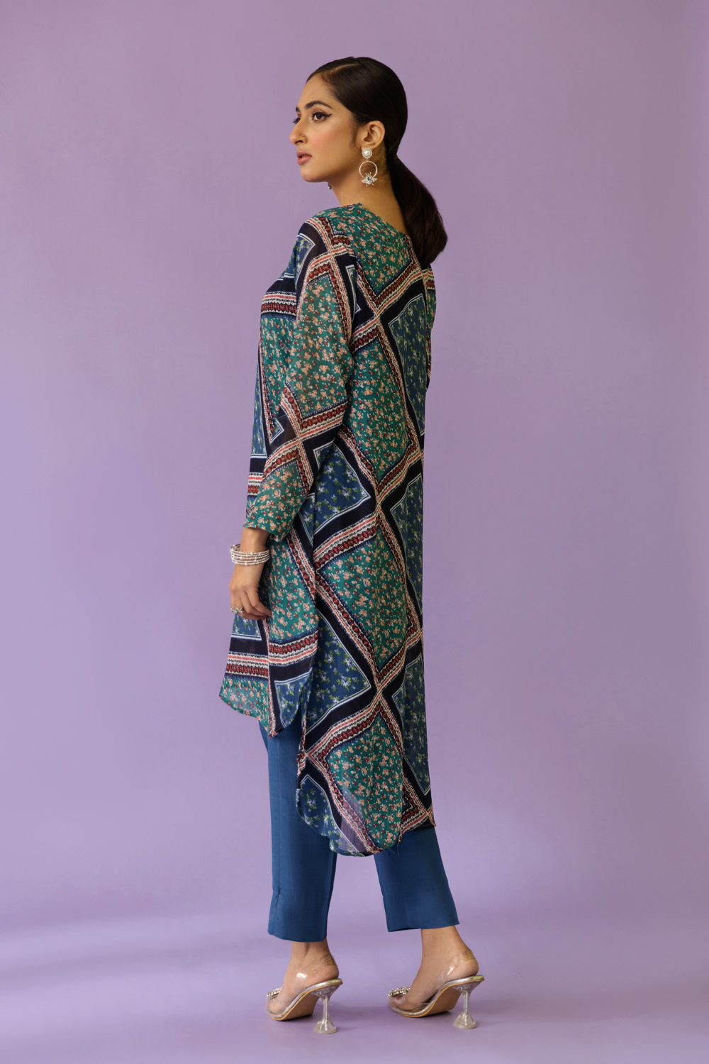 2 PC Stitched |Printed Chiffon Shirt + Trouser