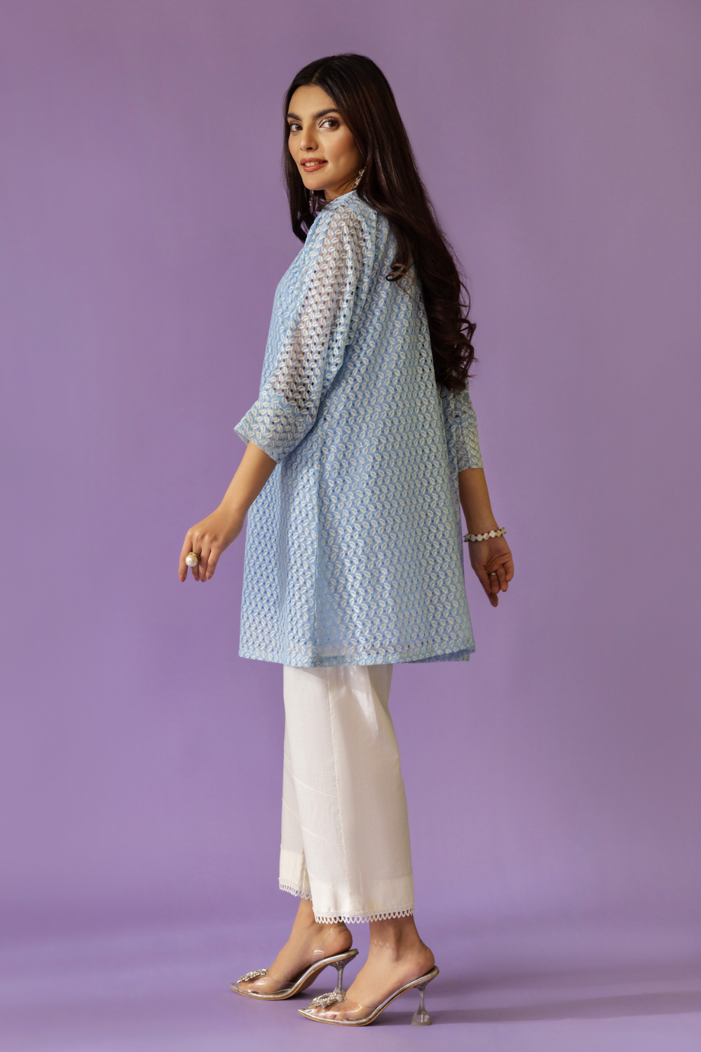 1 PC Stitched | Embroidered Net Shirt