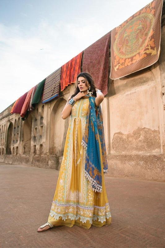 3 PC Unstitched | Embroidered Dobby Shirt | Chiffon Dupatta