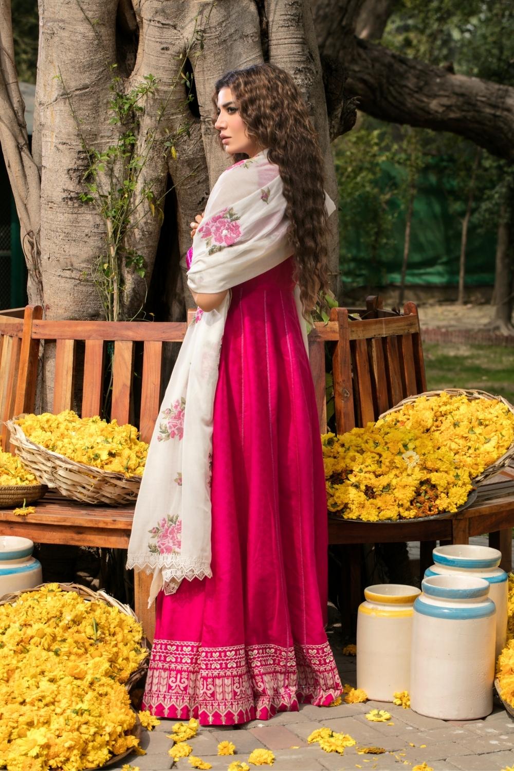 3 PC Unstitched Dyed Embroidered Dobby Shirt + Embroidered Malmal Dupatta + Dyed Cambric Trouser