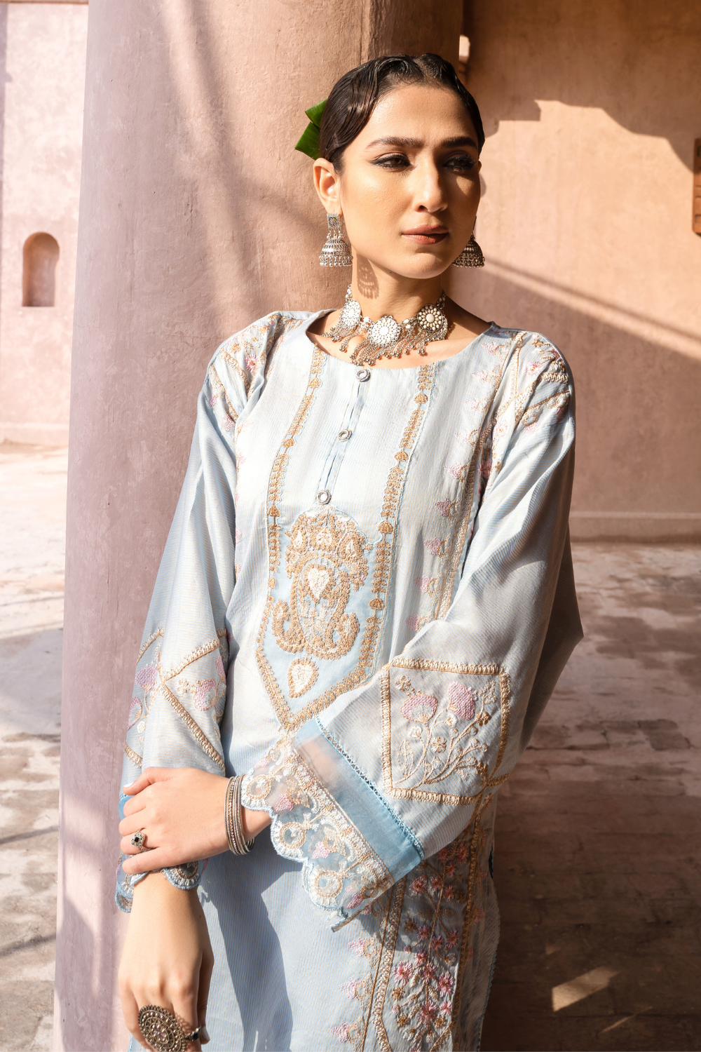 1 PC Unstitched | Embroidered Lawn Shirt