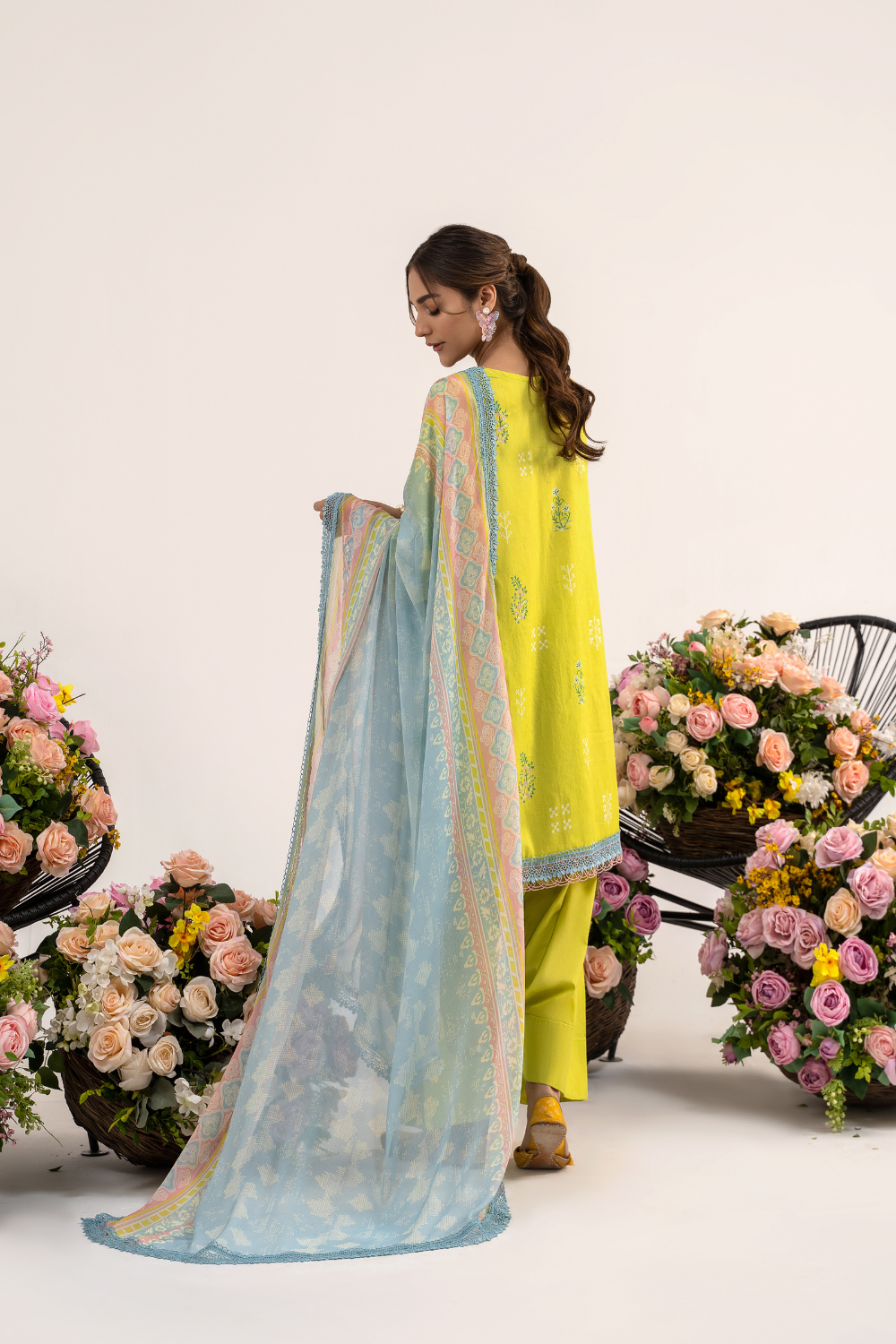 2PC Unstitched | Printed Jacquard Shirt + Chiffon Dupatta