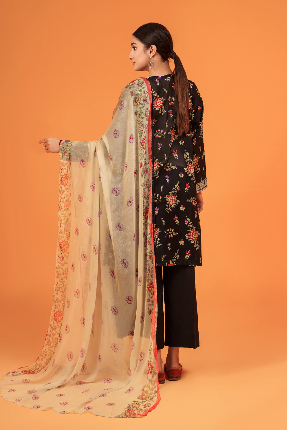 3 PC Unstitched | Printed Lawn Shirt + Trouser | Chiffon Dupatta
