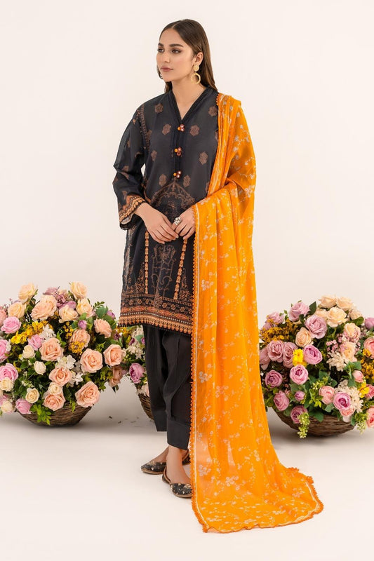 3 PC Unstitched | Printed Lawn Shirt + Trouser | Chiffon Dupatta