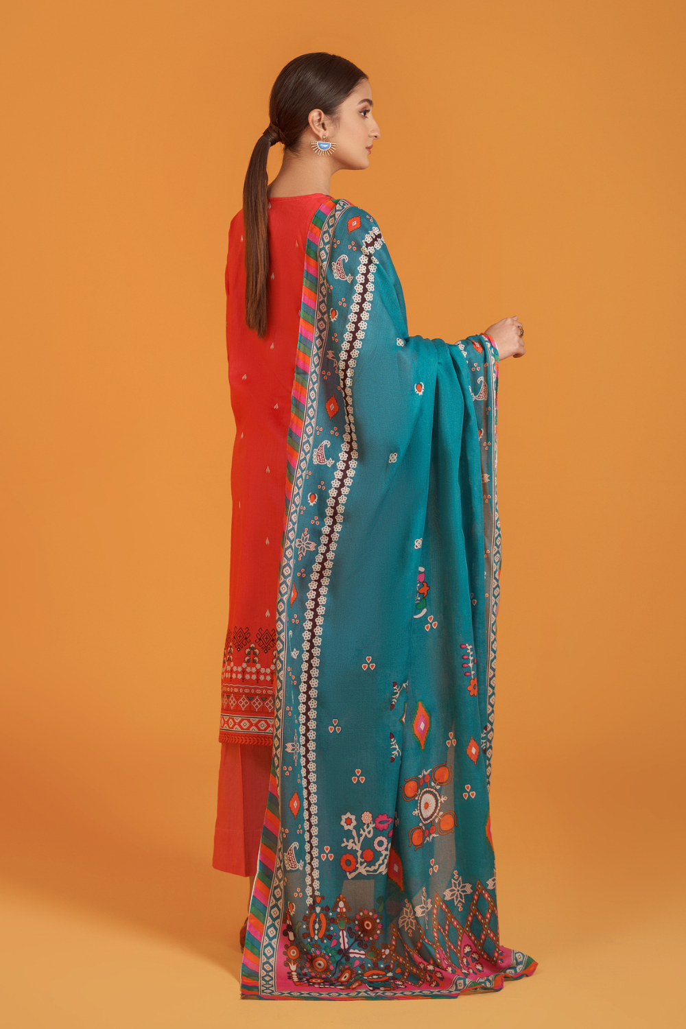 3 PC Unstitched | Printed Lawn Shirt + Trouser | Cotton Net Dupatta