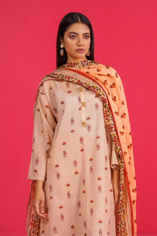 3 PC Unstitched | Printed Lawn Suit