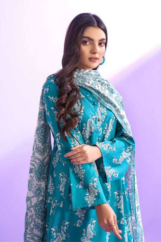 3 PC Unstitched | Printed Lawn Suit